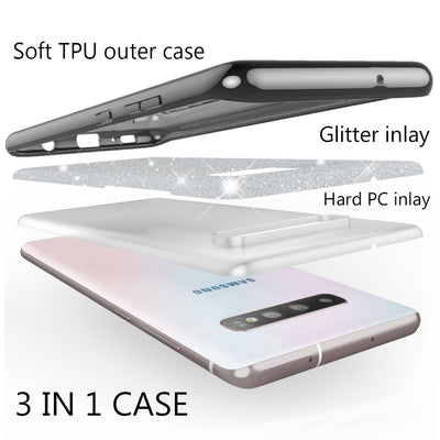 NALIA Glitzerhülle für Samsung Galaxy S10 – Funkelnder Glitzer-Look & Grip – SHINEPOP (Silikon Case) – Marke aus Berlin Schwarz NALIA Protective Hülle