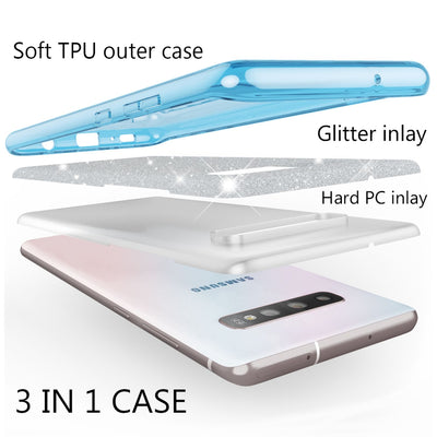 NALIA Glitzerhülle für Samsung Galaxy S10 – Funkelnder Glitzer-Look & Grip – SHINEPOP (Silikon Case) – Marke aus Berlin Türkis NALIA Protective Hülle