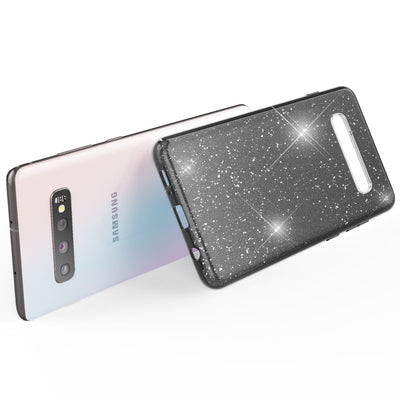 NALIA Glitzerhülle für Samsung Galaxy S10 – Funkelnder Glitzer-Look & Grip – SHINEPOP (Silikon Case) – Marke aus Berlin Schwarz NALIA Protective Hülle