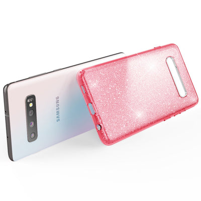 NALIA Glitzerhülle für Samsung Galaxy S10 – Funkelnder Glitzer-Look & Grip – SHINEPOP (Silikon Case) – Marke aus Berlin Pink NALIA Protective Hülle