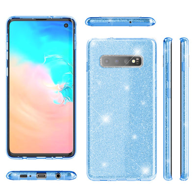 NALIA Glitzerhülle für Samsung Galaxy S10 – Funkelnder Glitzer-Look & Grip – SHINEPOP (Silikon Case) – Marke aus Berlin Türkis NALIA Protective Hülle