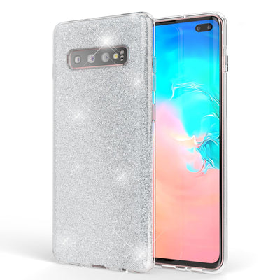 NALIA Glitzerhülle für Samsung Galaxy S10 Plus – Funkelnder Glitzer-Look & Grip – SHINEPOP (Silikon Case) – Marke aus Berlin Gold NALIA Protective Hülle