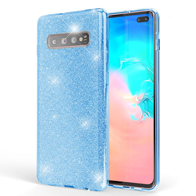 NALIA Glitzerhülle für Samsung Galaxy S10 Plus – Funkelnder Glitzer-Look & Grip – SHINEPOP (Silikon Case) – Marke aus Berlin Gold NALIA Protective Hülle