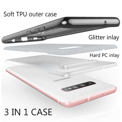 NALIA Glitzerhülle für Samsung Galaxy S10 Plus – Funkelnder Glitzer-Look & Grip – SHINEPOP (Silikon Case) – Marke aus Berlin Schwarz NALIA Protective Hülle
