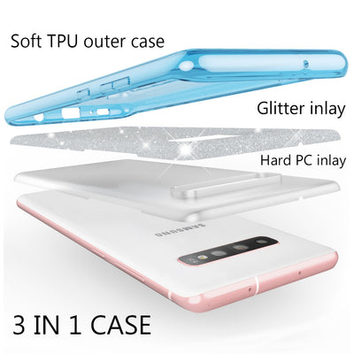 NALIA Glitzerhülle für Samsung Galaxy S10 Plus – Funkelnder Glitzer-Look & Grip – SHINEPOP (Silikon Case) – Marke aus Berlin Gold NALIA Protective Hülle