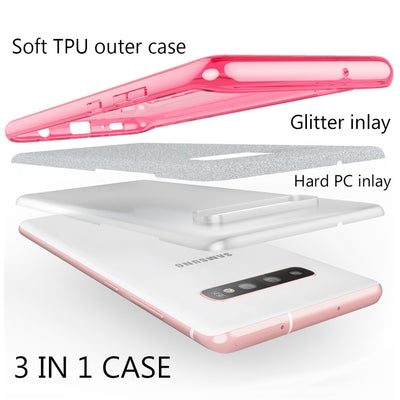 NALIA Glitzerhülle für Samsung Galaxy S10 Plus – Funkelnder Glitzer-Look & Grip – SHINEPOP (Silikon Case) – Marke aus Berlin Pink NALIA Protective Hülle