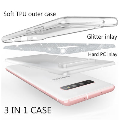 NALIA Glitzerhülle für Samsung Galaxy S10 Plus – Funkelnder Glitzer-Look & Grip – SHINEPOP (Silikon Case) – Marke aus Berlin Gold NALIA Protective Hülle
