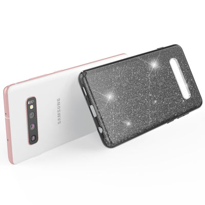 NALIA Glitzerhülle für Samsung Galaxy S10 Plus – Funkelnder Glitzer-Look & Grip – SHINEPOP (Silikon Case) – Marke aus Berlin Schwarz NALIA Protective Hülle