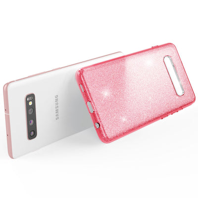 NALIA Glitzerhülle für Samsung Galaxy S10 Plus – Funkelnder Glitzer-Look & Grip – SHINEPOP (Silikon Case) – Marke aus Berlin Pink NALIA Protective Hülle
