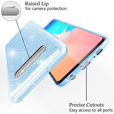 NALIA Glitzerhülle für Samsung Galaxy S10 Plus – Funkelnder Glitzer-Look & Grip – SHINEPOP (Silikon Case) – Marke aus Berlin Gold NALIA Protective Hülle
