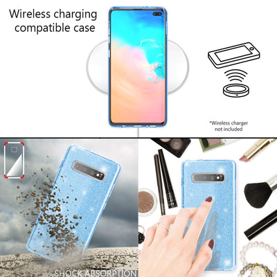 NALIA Glitzerhülle für Samsung Galaxy S10 Plus – Funkelnder Glitzer-Look & Grip – SHINEPOP (Silikon Case) – Marke aus Berlin Gold NALIA Protective Hülle