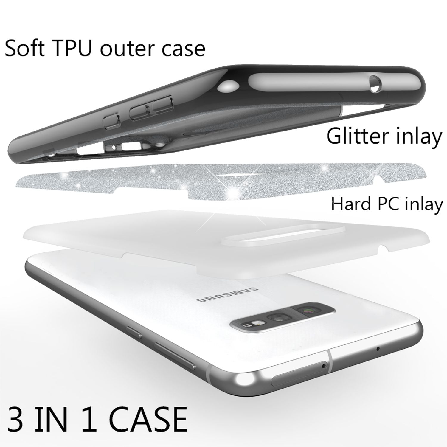 NALIA Hülle kompatibel mit Samsung Galaxy S10e, Glitzer Handy Hülle Back Cover NALIA Protective Hülle