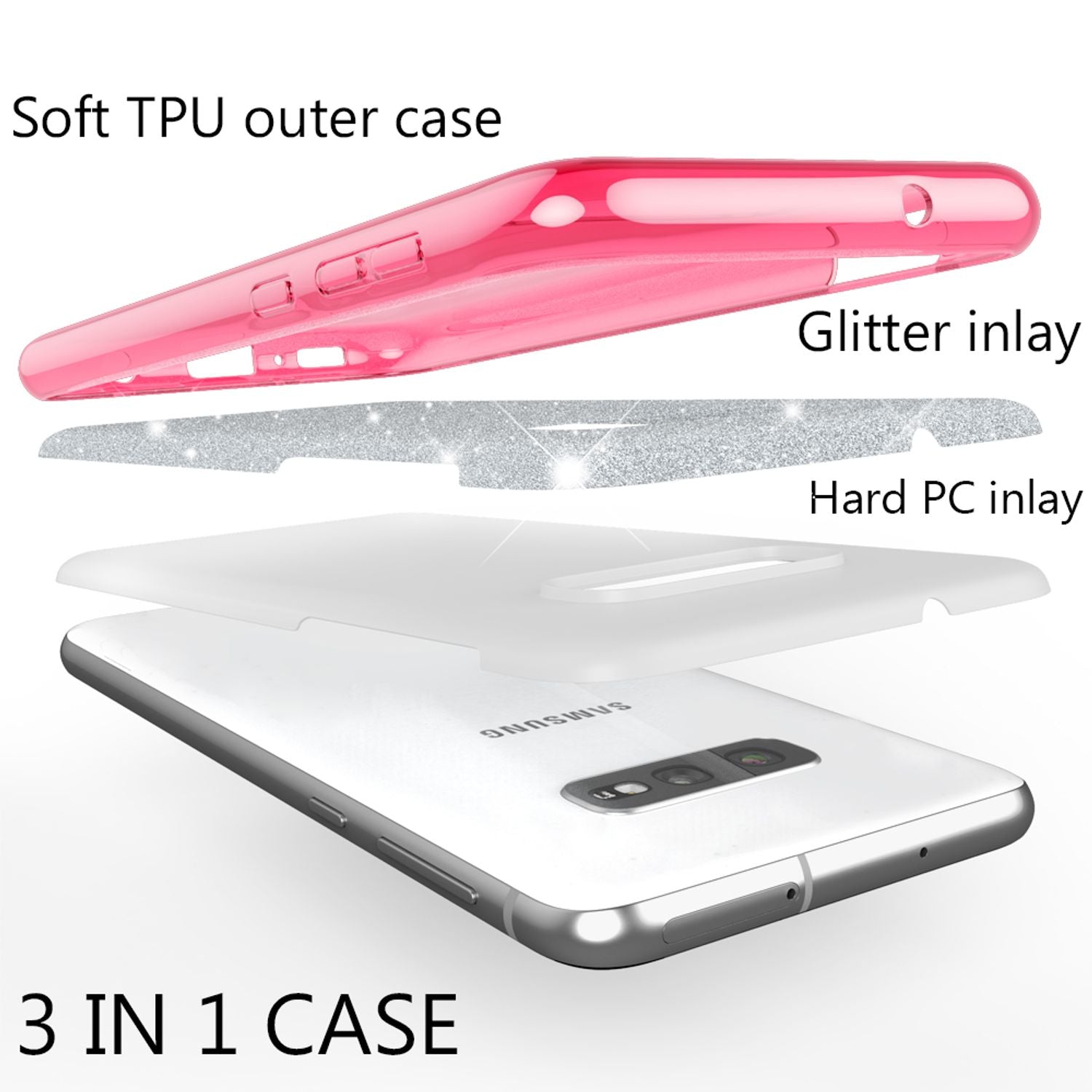 NALIA Hülle kompatibel mit Samsung Galaxy S10e, Glitzer Handy Hülle Back Cover NALIA Protective Hülle