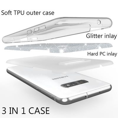 NALIA Hülle kompatibel mit Samsung Galaxy S10e, Glitzer Handyhülle Ultra-Slim Silikon-Case Back-Cover Schutzhülle, Glitter Sparkle Handy-Tasche Bumper Dünnes Bling Strass Etui Schutz Silber NALIA Protective Hülle