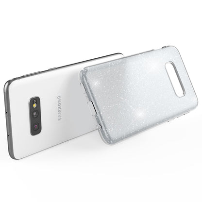 NALIA Hülle kompatibel mit Samsung Galaxy S10e, Glitzer Handy Hülle Back Cover Silber NALIA Protective Hülle