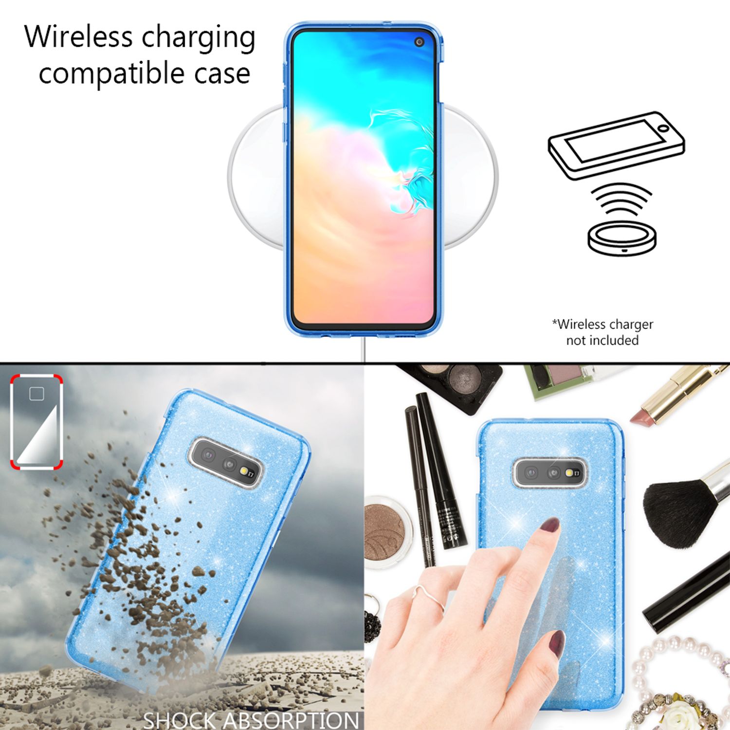 NALIA Hülle kompatibel mit Samsung Galaxy S10e, Glitzer Handy Hülle Back Cover NALIA Protective Hülle