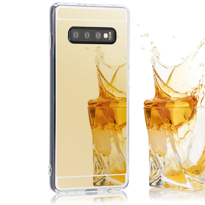 NALIA Spiegel Hülle kompatibel mit Samsung Galaxy S10, Ultra-Slim Handyhülle Mirror TPU Silikon Case, Dünne Schutz-Hülle Back-Cover Verspiegelt, Handy-Tasche Bumper Smart-Phone Etui Gold NALIA SlimFit Hülle