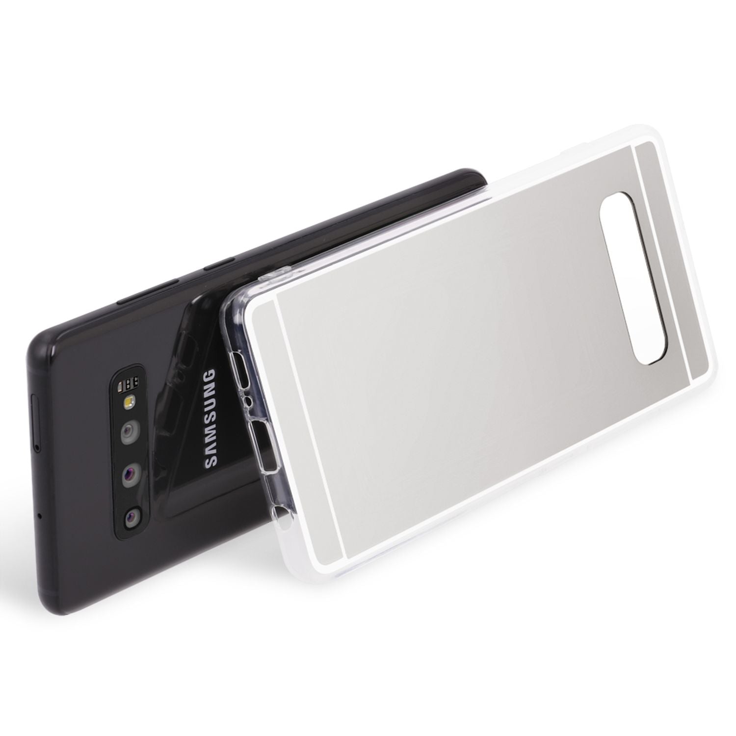 NALIA Spiegel Hülle für Samsung Galaxy S10, Slim Handyhülle Mirror Silikon Case Silber NALIA