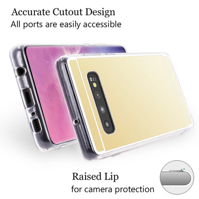 NALIA Spiegel Hülle kompatibel mit Samsung Galaxy S10, Ultra-Slim Handyhülle Mirror TPU Silikon Case, Dünne Schutz-Hülle Back-Cover Verspiegelt, Handy-Tasche Bumper Smart-Phone Etui Gold NALIA SlimFit Hülle