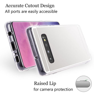 NALIA Spiegel Hülle kompatibel mit Samsung Galaxy S10, Ultra-Slim Handyhülle Mirror TPU Silikon Case, Dünne Schutz-Hülle Back-Cover Verspiegelt, Handy-Tasche Bumper Smart-Phone Etui Silber NALIA SlimFit Hülle