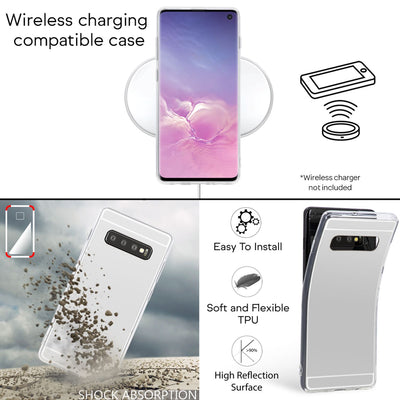 NALIA Spiegel Hülle kompatibel mit Samsung Galaxy S10, Ultra-Slim Handyhülle Mirror TPU Silikon Case, Dünne Schutz-Hülle Back-Cover Verspiegelt, Handy-Tasche Bumper Smart-Phone Etui Gold NALIA SlimFit Hülle