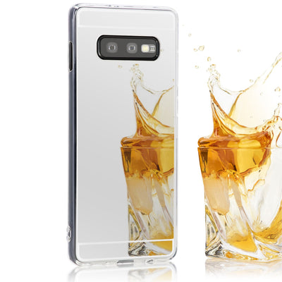 NALIA Spiegel Hülle kompatibel mit Samsung Galaxy S10e, Ultra-Slim Handyhülle Mirror TPU Silikon Case, Schutz-Hülle Dünn Back-Cover Verspiegelt, Handy-Tasche Bumper Smart-Phone Etui Silber NALIA SlimFit Hülle