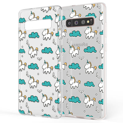 NALIA Handyhülle kompatibel mit Samsung Galaxy S10 Plus, Ultra-Slim Silikon Hülle Motiv Case Cover Crystal Schutzhülle, Durchsichtig Etui Handy-Tasche Backcover Transparent Bumper Cloudy NALIA SlimFit Hülle