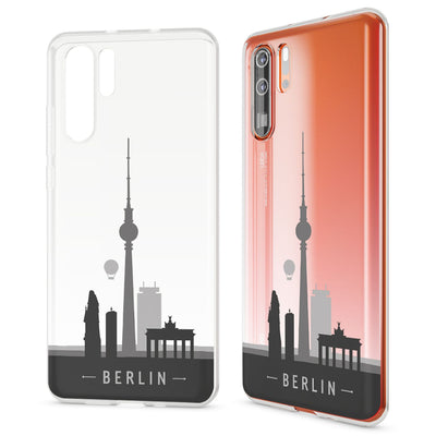 NALIA Hülle kompatibel mit Huawei P30 Pro, Motiv Handyhülle Ultra-Slim Silikon Case Crystal Cover Schutzhülle Durchsichtig Dünn, Handy-Tasche Backcover Transparent Bumper Berlin Skyline NALIA SlimFit Hülle