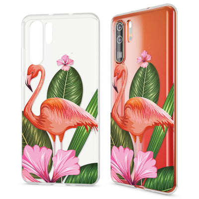 NALIA Hülle kompatibel mit Huawei P30 Pro, Motiv Handyhülle Ultra-Slim Silikon Case Crystal Cover Schutzhülle Durchsichtig Dünn, Handy-Tasche Backcover Transparent Bumper Flamingo Green NALIA SlimFit Hülle