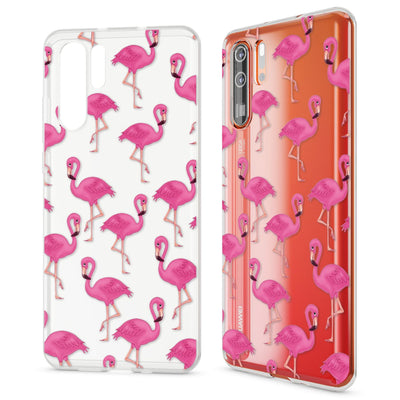 NALIA Hülle kompatibel mit Huawei P30 Pro, Motiv Handyhülle Ultra-Slim Silikon Case Crystal Cover Schutzhülle Durchsichtig Dünn, Handy-Tasche Backcover Transparent Bumper Flamingo Green NALIA SlimFit Hülle