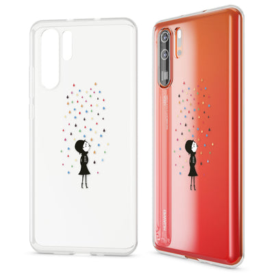 NALIA Hülle kompatibel mit Huawei P30 Pro, Motiv Handyhülle Ultra-Slim Silikon Case Crystal Cover Schutzhülle Durchsichtig Dünn, Handy-Tasche Backcover Transparent Bumper Colorful Rain NALIA SlimFit Hülle