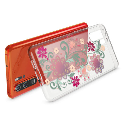 NALIA Hülle kompatibel mit Huawei P30 Pro, Motiv Handyhülle Ultra-Slim Silikon Case Crystal Cover Schutzhülle Durchsichtig Dünn, Handy-Tasche Backcover Transparent Bumper Golden Flowers NALIA SlimFit Hülle