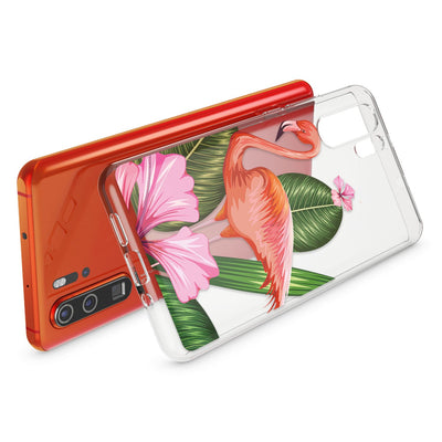 NALIA Hülle kompatibel mit Huawei P30 Pro, Motiv Handyhülle Ultra-Slim Silikon Case Crystal Cover Schutzhülle Durchsichtig Dünn, Handy-Tasche Backcover Transparent Bumper Flamingo Green NALIA SlimFit Hülle