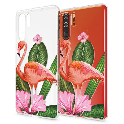 NALIA Hülle kompatibel mit Huawei P30 Pro, Motiv Handyhülle Ultra-Slim Silikon Case Crystal Cover Schutzhülle Durchsichtig Dünn, Handy-Tasche Backcover Transparent Bumper Flamingo Green NALIA SlimFit Hülle