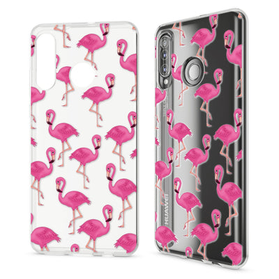 NALIA Hülle kompatibel mit Huawei P30 Lite, Motiv Handyhülle Ultra-Slim Silikon Case Crystal Cover Schutzhülle Durchsichtig, Handy-Tasche Backcover Transparent Bumper Flamingo Pink NALIA SlimFit Hülle