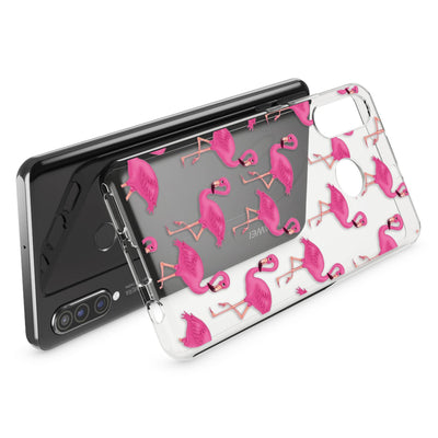 NALIA Hülle kompatibel mit Huawei P30 Lite, Motiv Handyhülle Ultra-Slim Silikon Case Crystal Cover Schutzhülle Durchsichtig, Handy-Tasche Backcover Transparent Bumper Flamingo Pink NALIA SlimFit Hülle