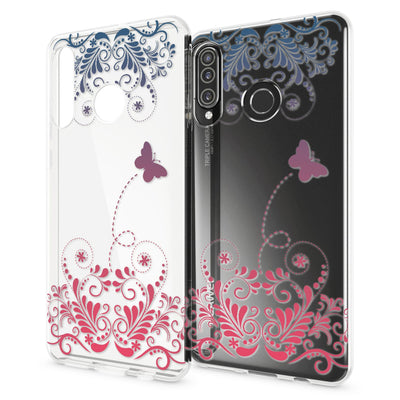 NALIA Hülle kompatibel mit Huawei P30 Lite, Motiv Handyhülle Ultra-Slim Silikon Case Crystal Cover Schutzhülle Durchsichtig, Handy-Tasche Backcover Transparent Bumper Flamingo Pink NALIA SlimFit Hülle