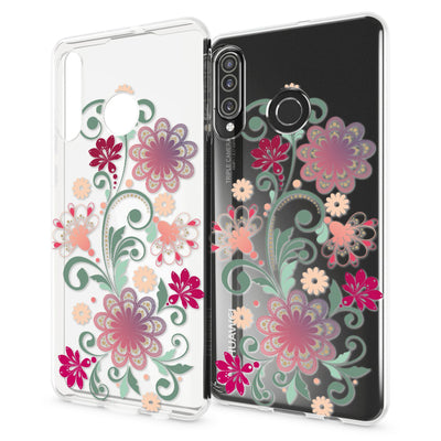 NALIA Hülle kompatibel mit Huawei P30 Lite, Motiv Handyhülle Ultra-Slim Silikon Case Crystal Cover Schutzhülle Durchsichtig, Handy-Tasche Backcover Transparent Bumper Flamingo Pink NALIA SlimFit Hülle