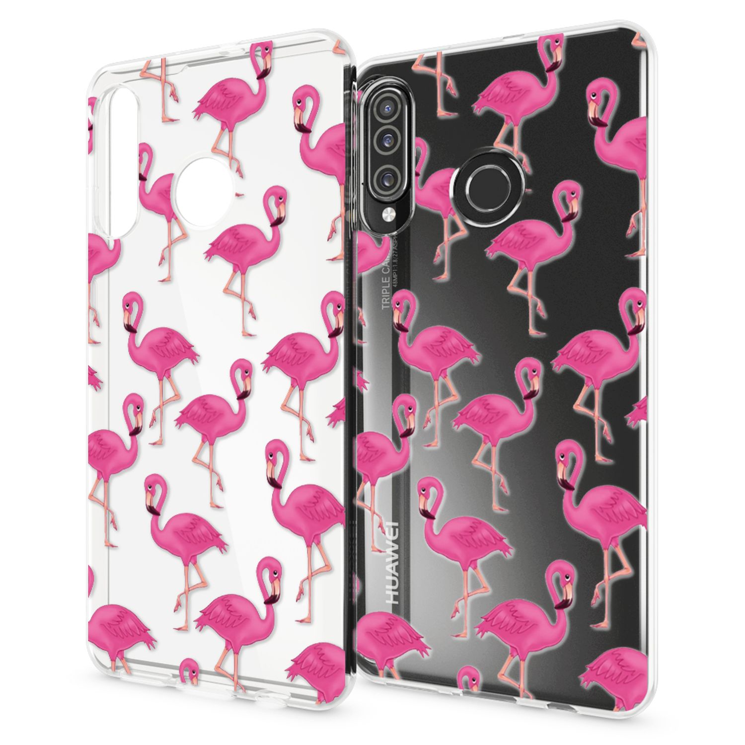 NALIA Hülle für Huawei P30 Lite, Motiv Handy Hülle Slim Silikon Case Schutzhülle Flamingo Pink NALIA