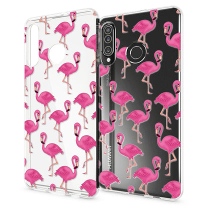 NALIA Hülle für Huawei P30 Lite, Motiv Handy Hülle Slim Silikon Case Schutzhülle Flamingo Pink NALIA
