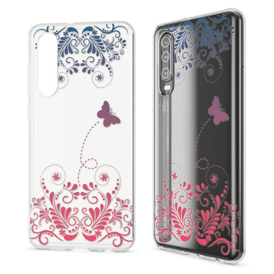 NALIA Hülle kompatibel mit Huawei P30, Motiv Handyhülle Ultra-Slim Silikon Case Crystal Cover Schutzhülle Durchsichtig, Dünne Handy-Tasche Backcover Transparent Bumper Red Mandala NALIA SlimFit Hülle