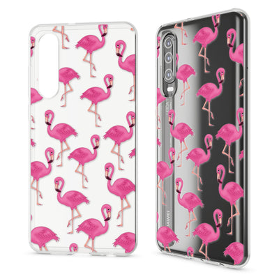 NALIA Hülle kompatibel mit Huawei P30, Motiv Handyhülle Ultra-Slim Silikon Case Crystal Cover Schutzhülle Durchsichtig, Dünne Handy-Tasche Backcover Transparent Bumper Flamingo Green NALIA SlimFit Hülle