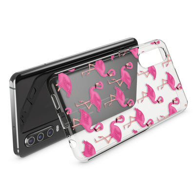 NALIA Hülle kompatibel mit Huawei P30, Motiv Handyhülle Ultra-Slim Silikon Case Crystal Cover Schutzhülle Durchsichtig, Dünne Handy-Tasche Backcover Transparent Bumper Flamingo Green NALIA SlimFit Hülle