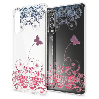 NALIA Hülle kompatibel mit Huawei P30, Motiv Handyhülle Ultra-Slim Silikon Case Crystal Cover Schutzhülle Durchsichtig, Dünne Handy-Tasche Backcover Transparent Bumper Red Mandala NALIA SlimFit Hülle