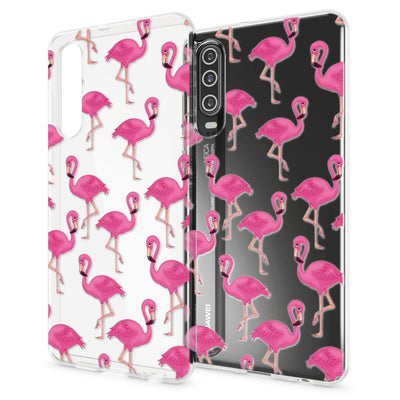 NALIA Hülle kompatibel mit Huawei P30, Motiv Handyhülle Ultra-Slim Silikon Case Crystal Cover Schutzhülle Durchsichtig, Dünne Handy-Tasche Backcover Transparent Bumper Flamingo Green NALIA SlimFit Hülle