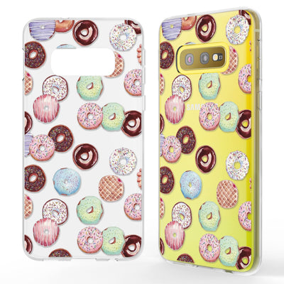 NALIA Handyhülle kompatibel mit Samsung Galaxy S10e, Slim Silikon Hülle Motiv Case Cover Crystal Schutzhülle Durchsichtig, Etui Dünn Handy-Tasche Backcover Transparent Bumper Skin Doughnuts NALIA SlimFit Hülle