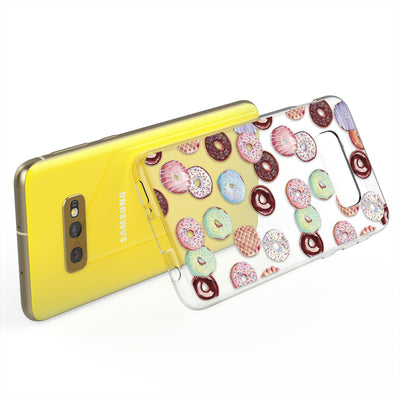 NALIA Handyhülle kompatibel mit Samsung Galaxy S10e, Slim Silikon Hülle Motiv Case Cover Crystal Schutzhülle Durchsichtig, Etui Dünn Handy-Tasche Backcover Transparent Bumper Skin Doughnuts NALIA SlimFit Hülle