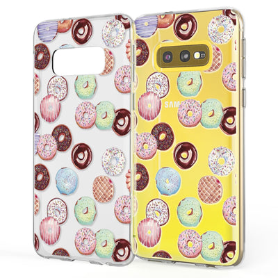 NALIA Handyhülle kompatibel mit Samsung Galaxy S10e, Slim Silikon Hülle Motiv Case Cover Crystal Schutzhülle Durchsichtig, Etui Dünn Handy-Tasche Backcover Transparent Bumper Skin Doughnuts NALIA SlimFit Hülle