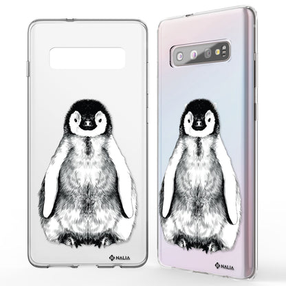 NALIA Handy Hülle für Samsung Galaxy S10, Slim Silikon Hülle Motiv Case Cover Be Cool Pinguin NALIA
