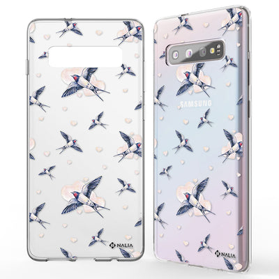 NALIA Handyhülle kompatibel mit Samsung Galaxy S10, Slim Silikon Hülle Motiv Case Cover Crystal Schutzhülle, Durchsichtig Etui Handy-Tasche Backcover Transparent Bumper Pfau NALIA SlimFit Hülle